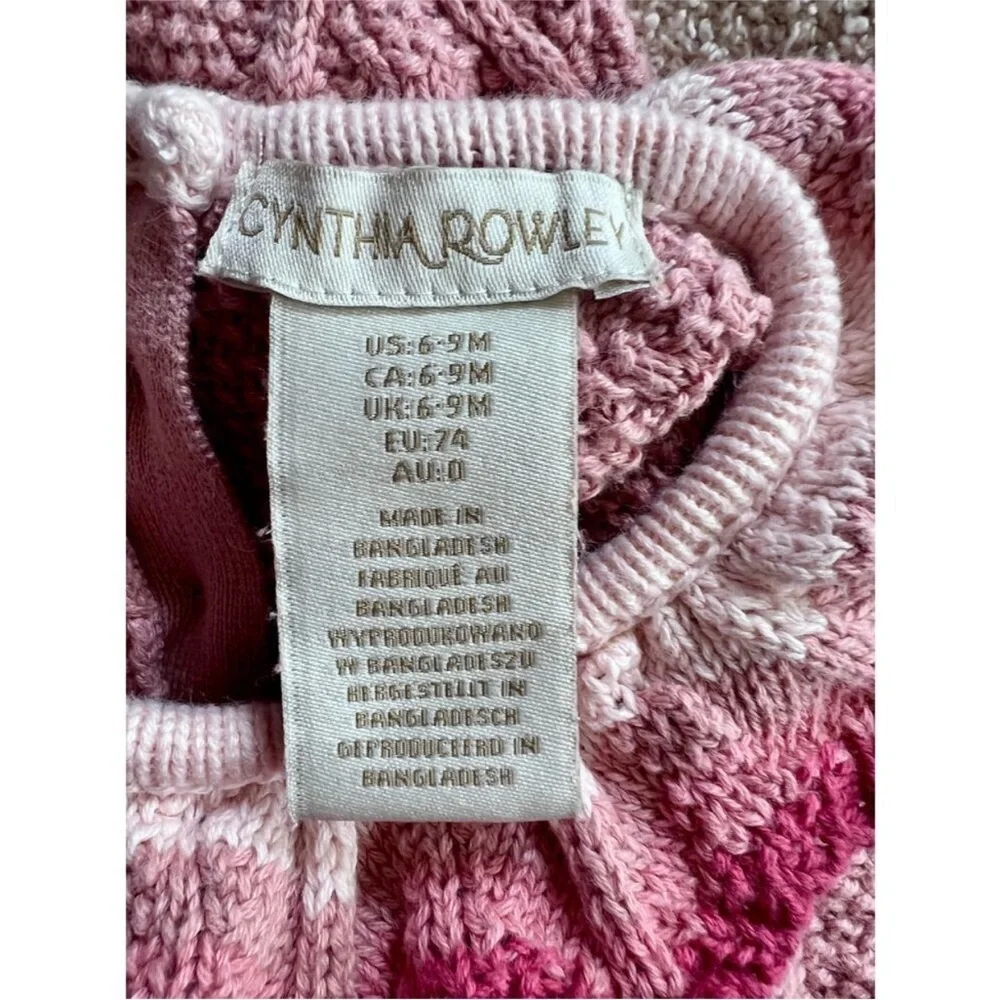 CYNTHIA ROWLEY little girls knit sweater dress blush pink size 6-9 months